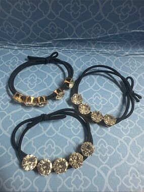 Crystal Accent Black Elastic hair band set